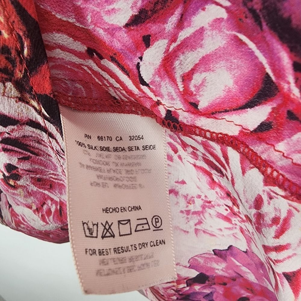 ANTHROPOLOGIE VANESSA VIRGINIA WOMENS XS FLORAL ROSE SILK BLOUSE TOP CUT OUTS - Picture 5 of 6